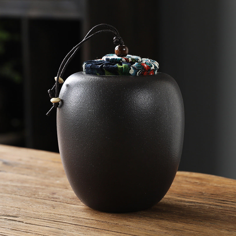 Coarse Ceramic Tea Caddy Airtight Canister for Pu-erh Tea Kitchen Storage