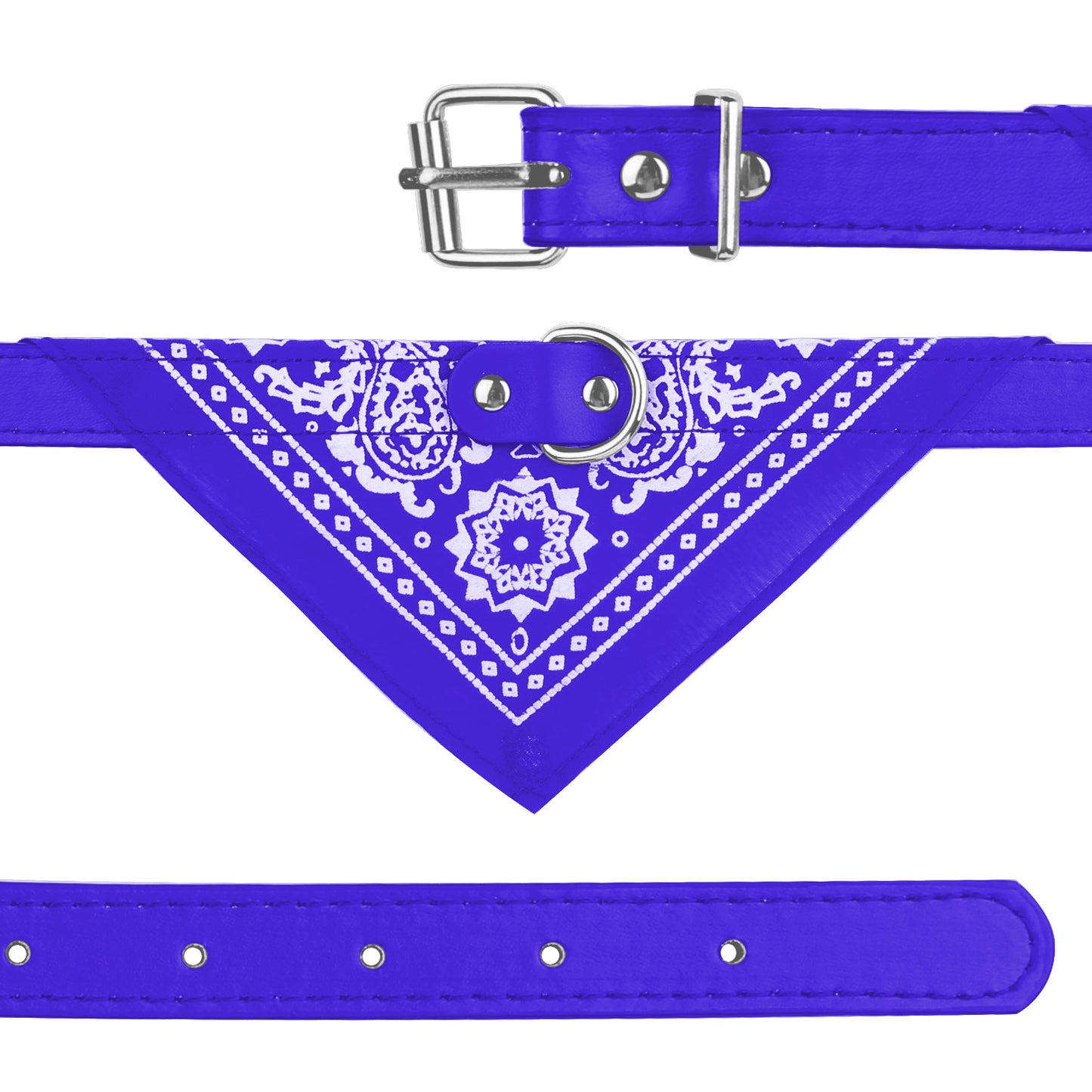 Adjustable Bandana Leather Pet Collar - Triangle Scarf