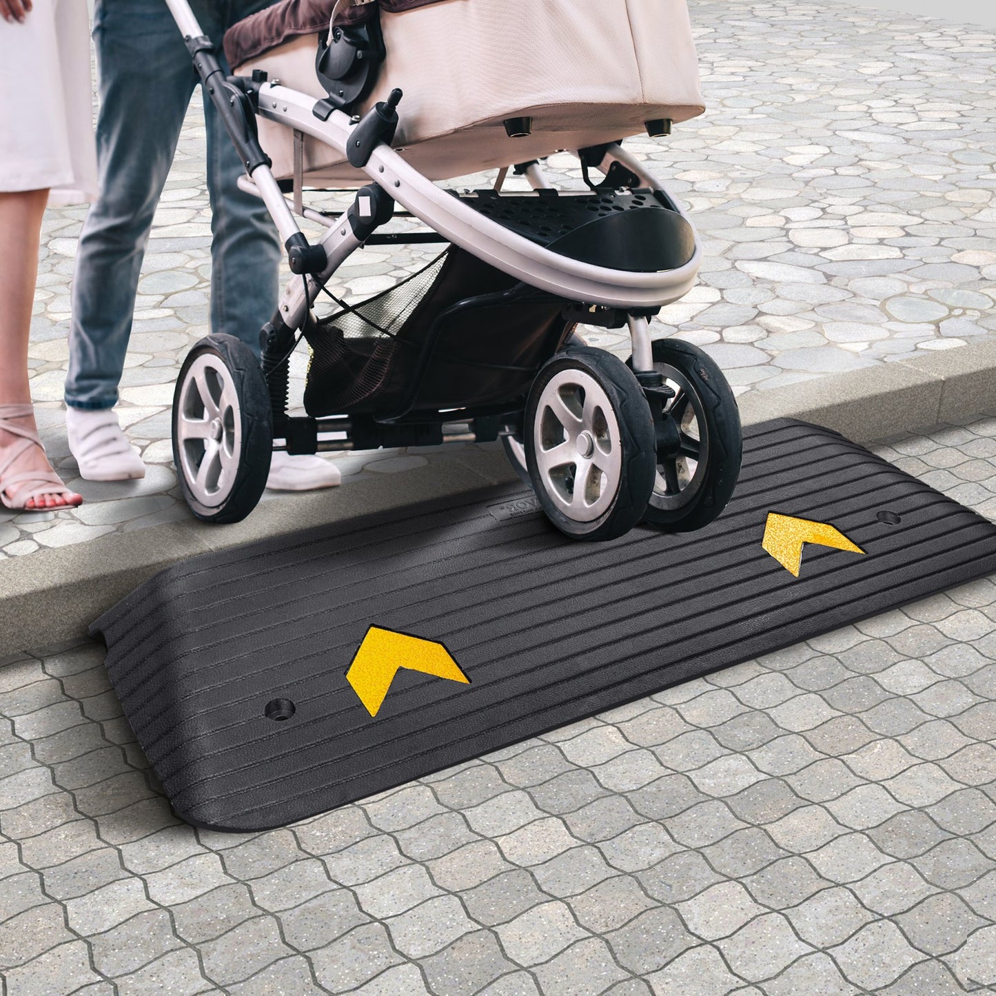 Rubber Threshold Ramp 2' Rise Non-Slip Surface for Wheelchairs & Scooters