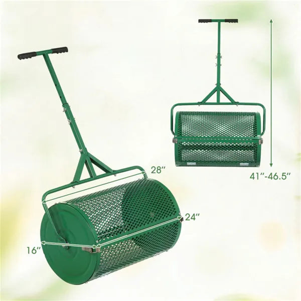 24" Lawn Compost Spreader with Height-Adjustable Handle