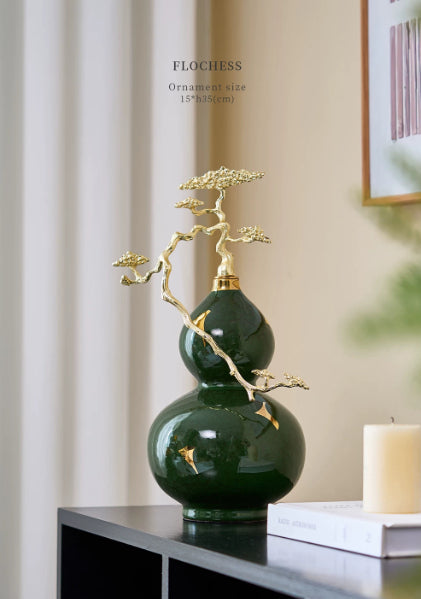 Chinese Style Gourd Desktop Ornament for Living Room - Porcelain Decor