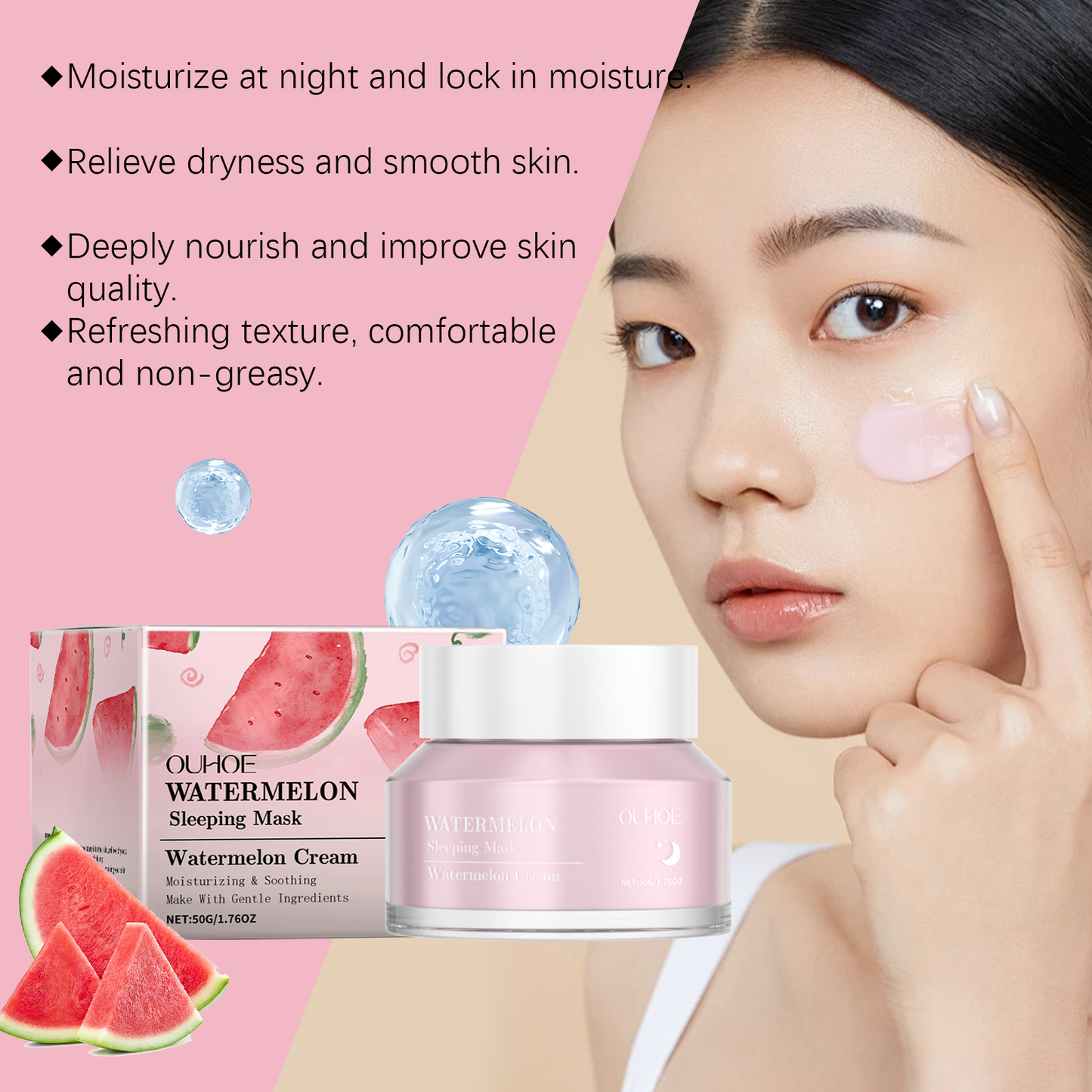 Watermelon Sleeping Mask - Hydrating & Brightening Facial Treatment (50g)