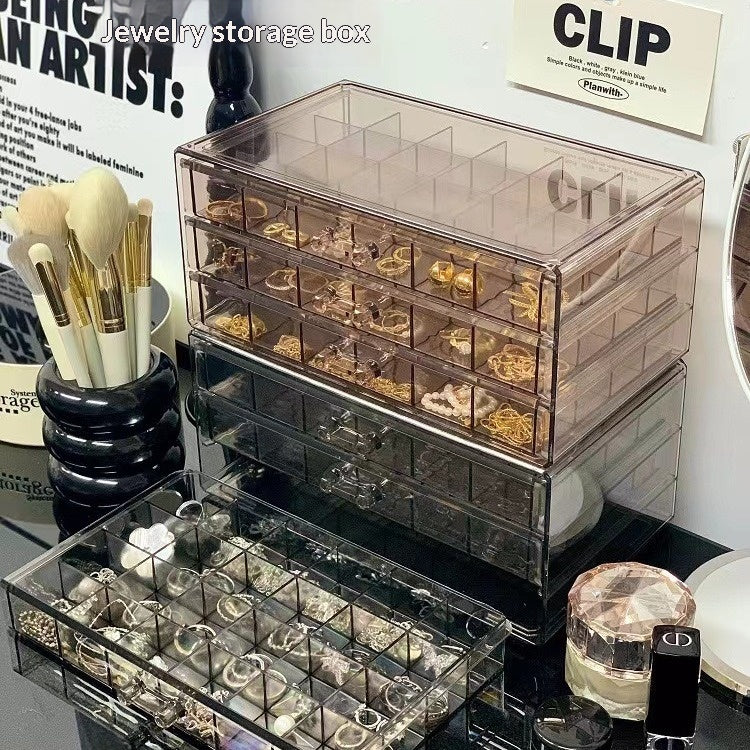 Multi-Tiered Acrylic Jewelry Organizer Box with Compartments - Home Storage