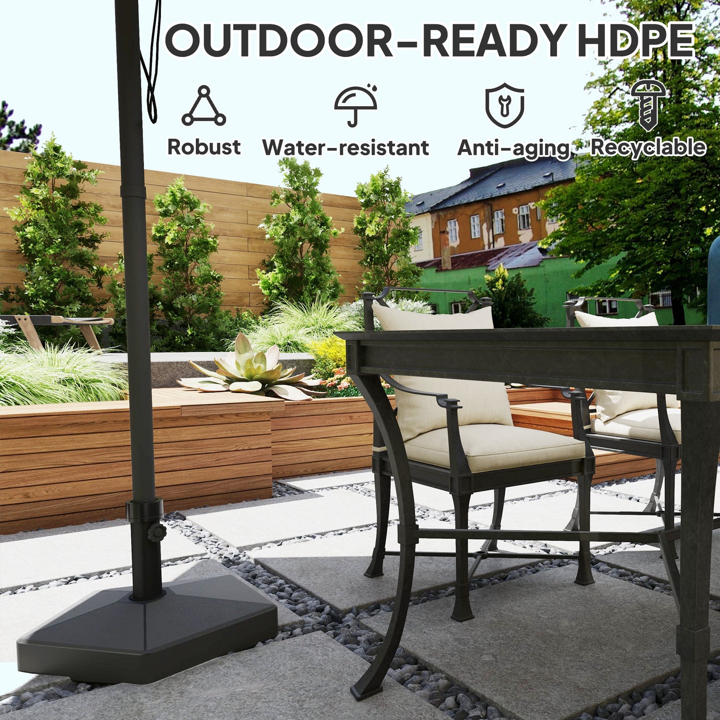 Heavy Duty Patio Umbrella Base Stand - 42 lbs with Sand, Black