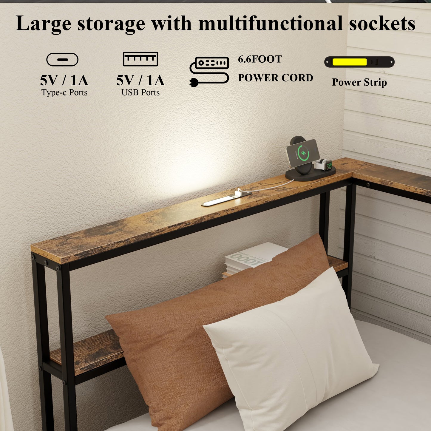 Twin Corner Daybed with Storage Drawers - Black Metal Frame