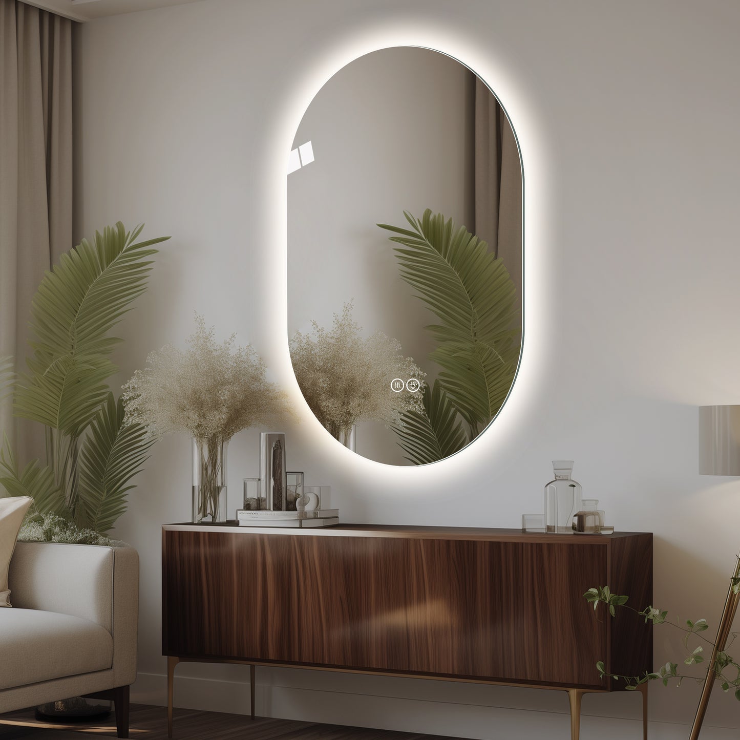 48x30 Inch Smart LED Touch Screen Anti-Fog Bathroom Mirror