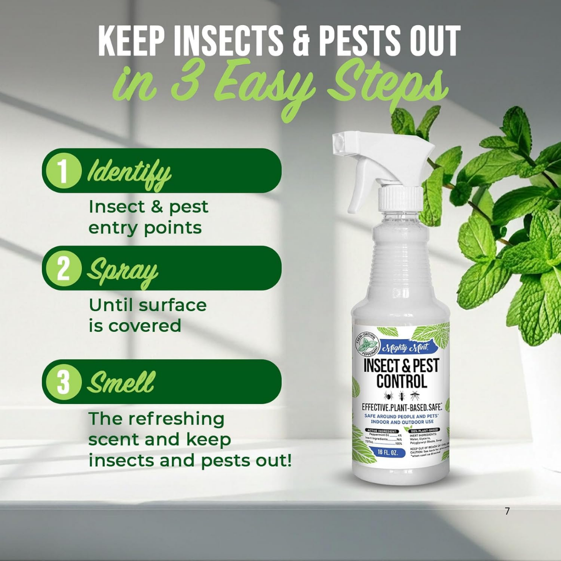 Peppermint Oil Insect Repellent Spray - Extra-Strong 16oz Bug Control