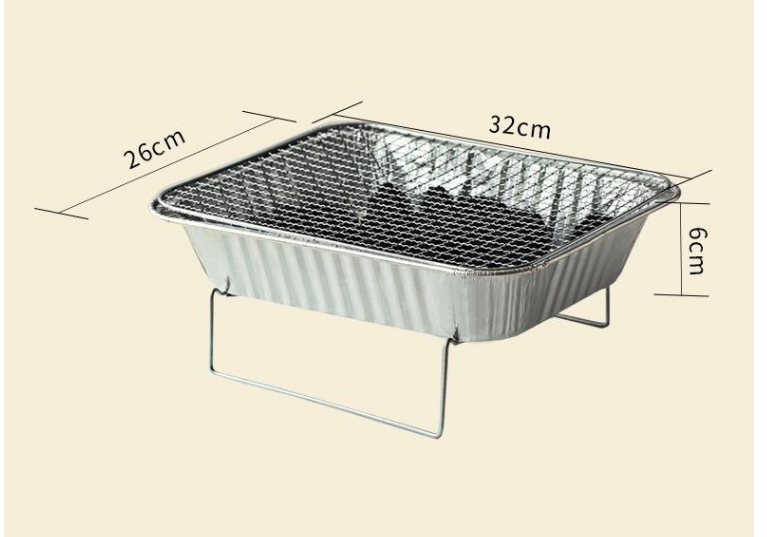 Portable Charcoal BBQ Grill with Skewers and Accessories - White