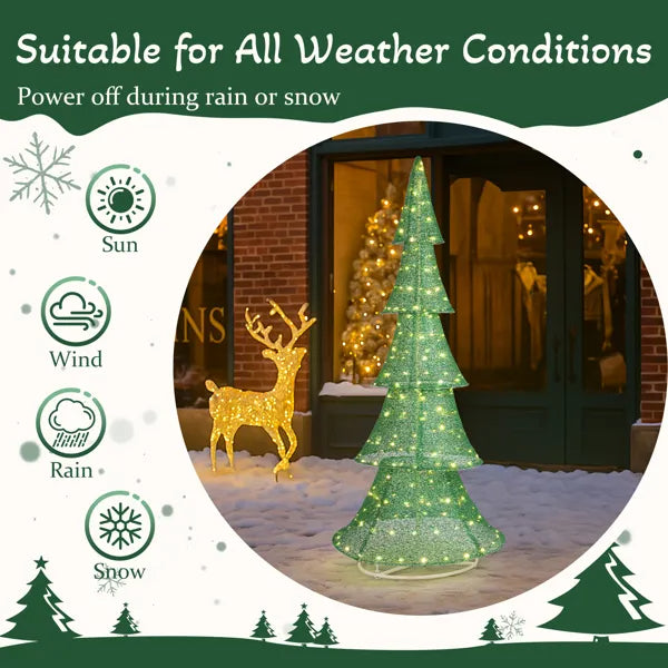 6FT Lighted Christmas Tree with 200 LED Warm White Lights
