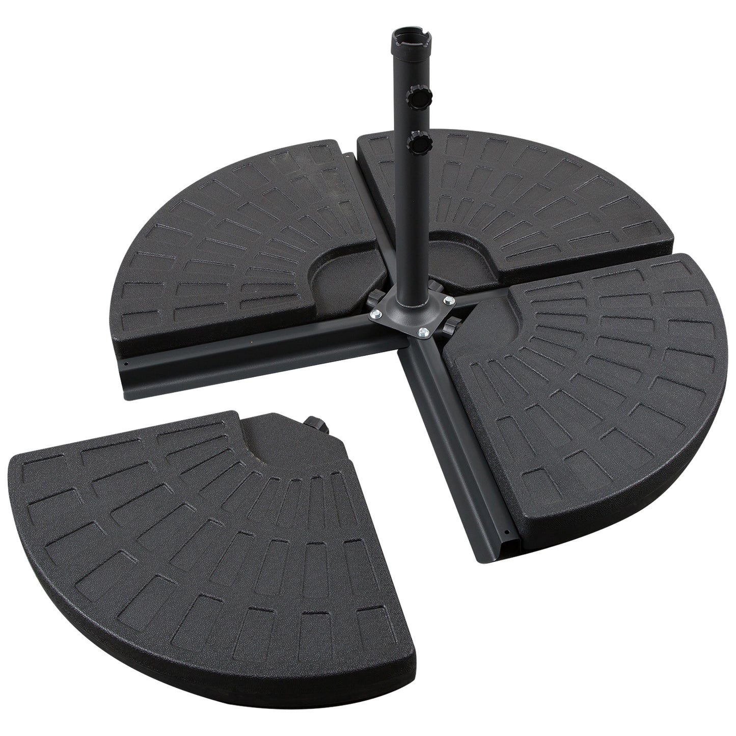 Heavy-Duty Round Fillable Umbrella Base - Black - 4 Piece Set
