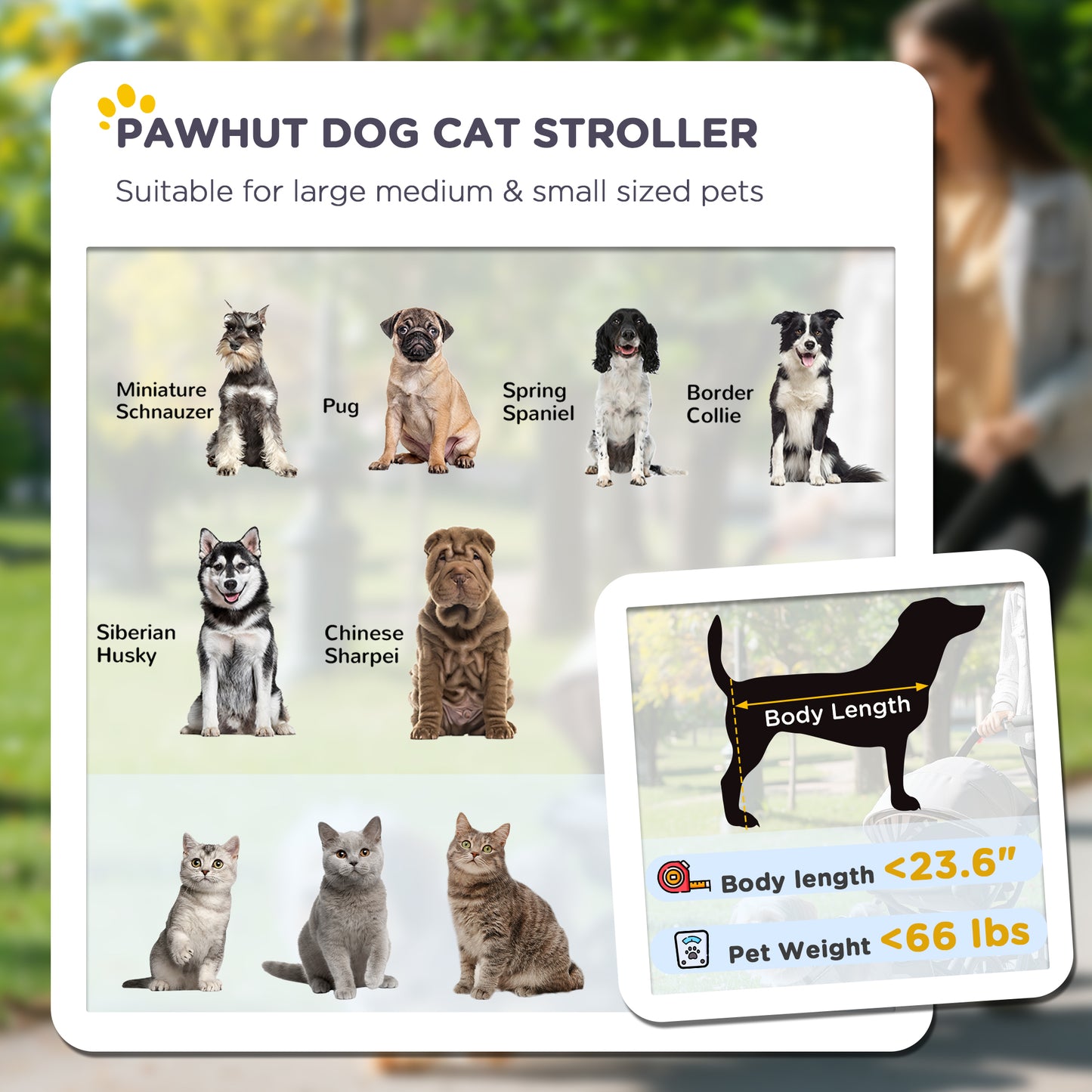 Foldable Dog Stroller for Large & Medium Dogs up to 66 Lbs. with Mesh Window