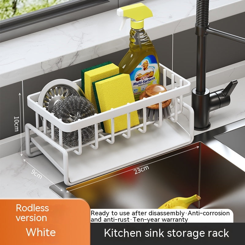 Multifunctional Kitchen Sink Drainage Basket Shelf - Black, Gray & White