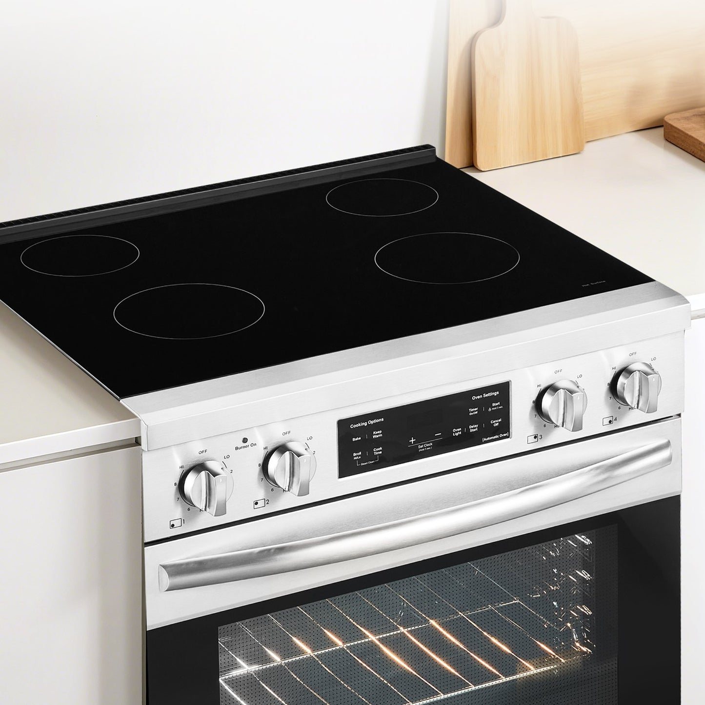 30-Inch Electric Range Oven with 4 Burners - Stainless Steel