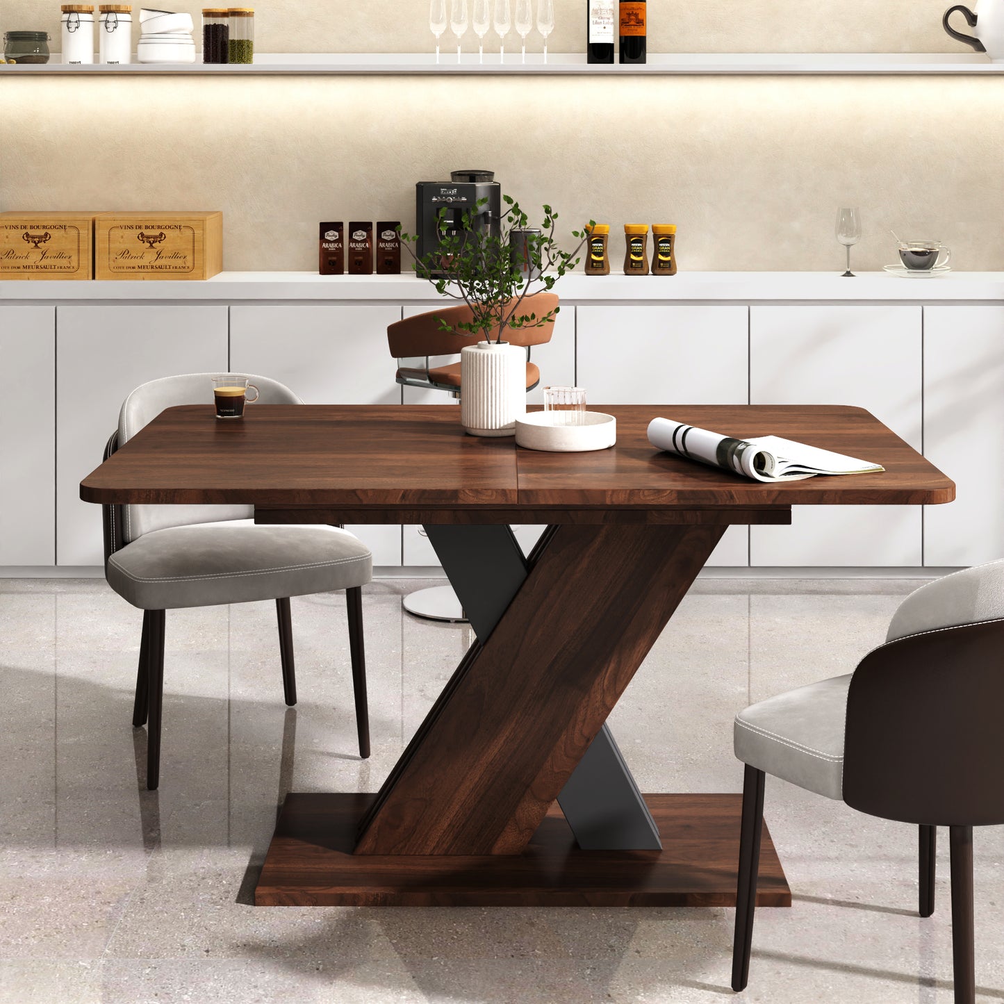 Walnut Multifunctional Extendable Console Table - Modern Design