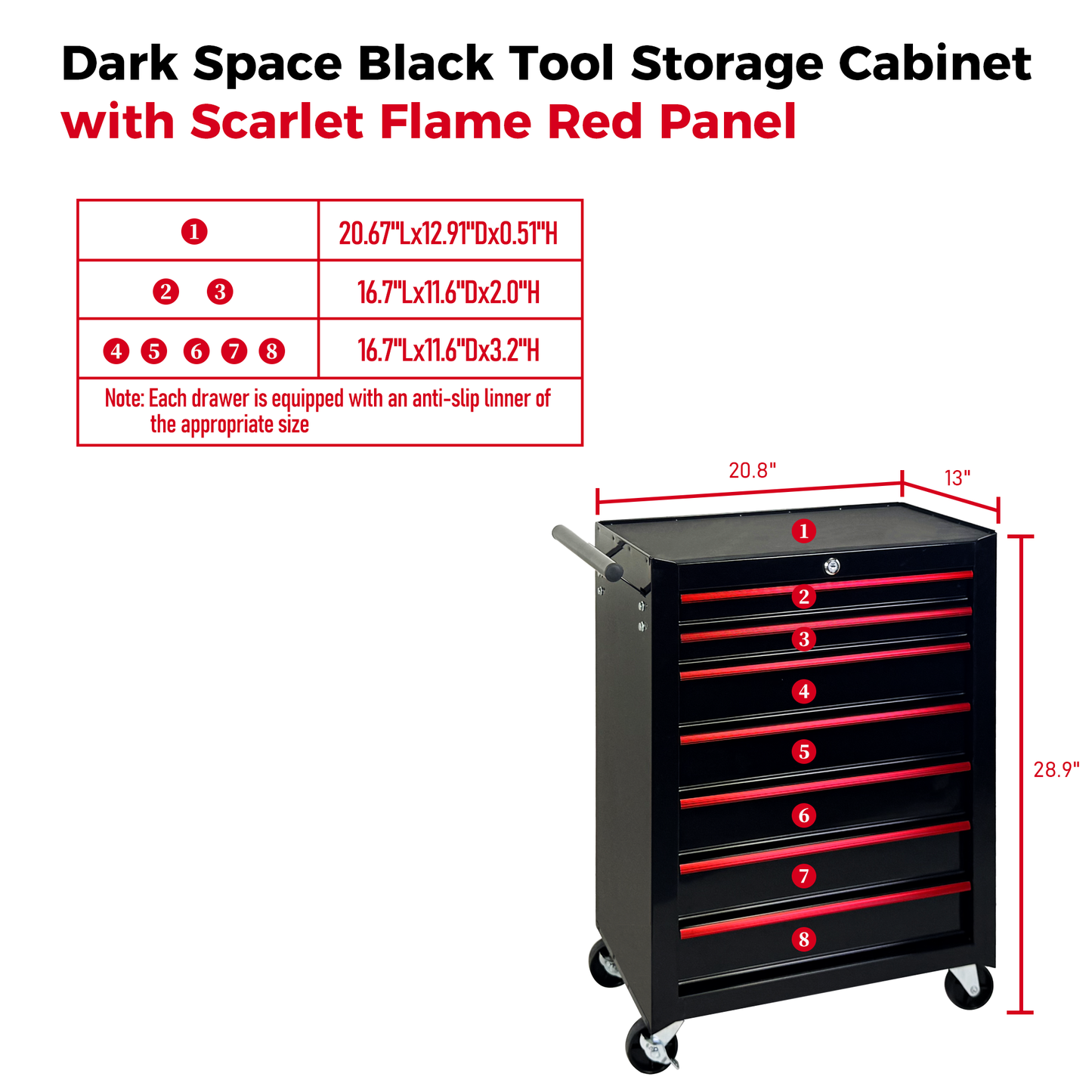 7-Drawer Mobile Tool Storage Cabinet with Lockable Wheels - Heavy Duty Steel Garage Organizer Black