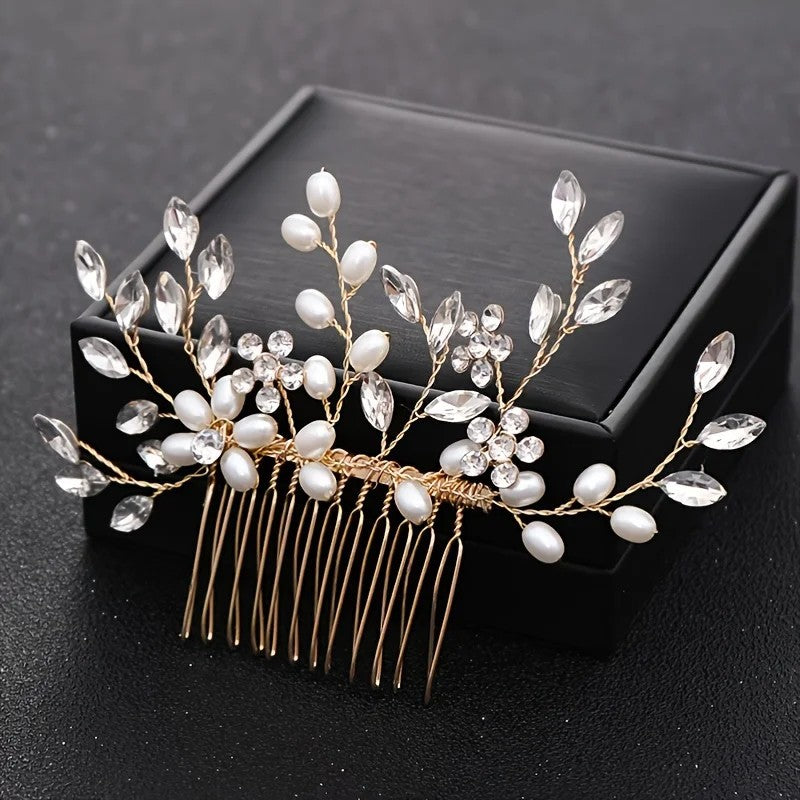 Handmade Pearl Crystal Hair Comb