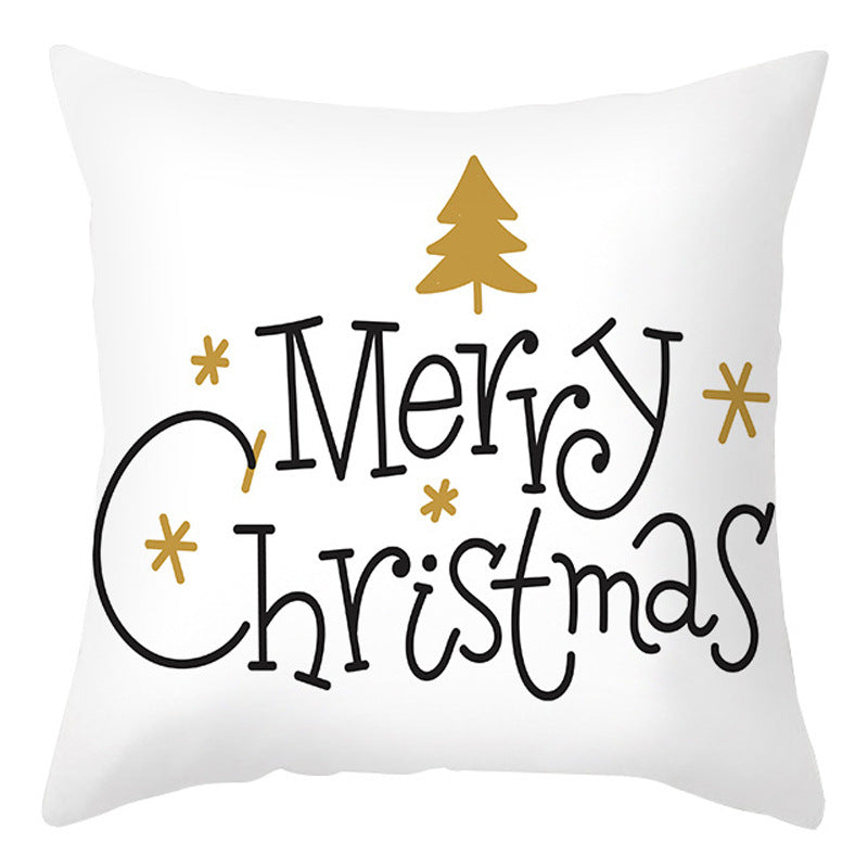 Christmas Pillow Cover Cartoon Letter Print Cushion Cover for Sofa & Office