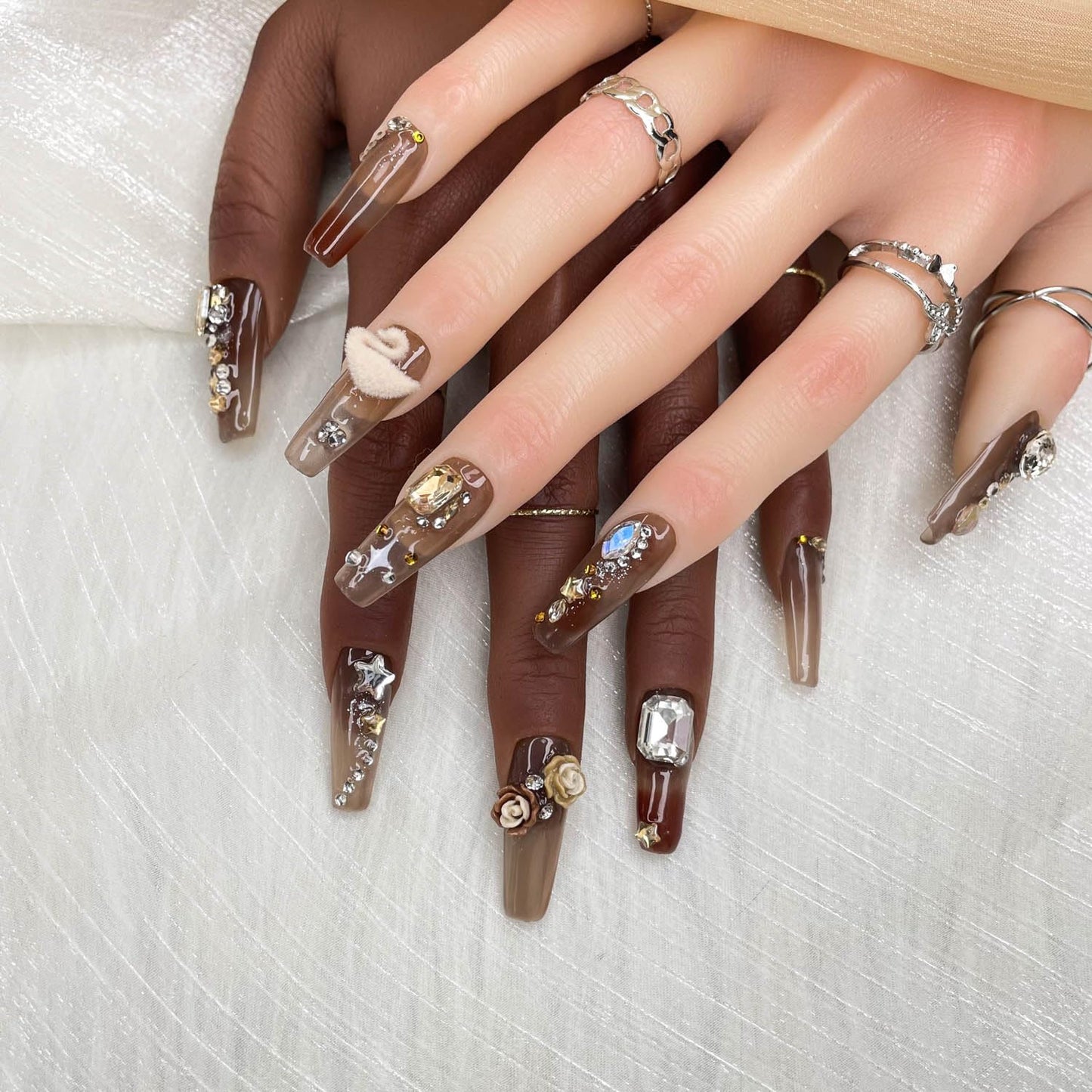Short Press On Nails - Hazel Serenade Gradient Acrylic Manicure Set (Size M)