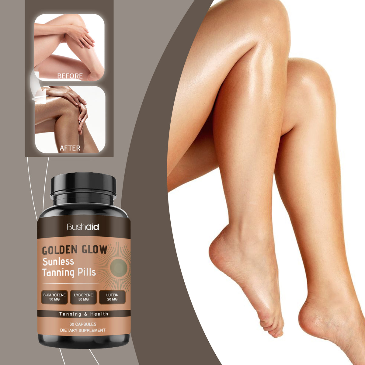 Tanning Capsules Oral 60pcs - Skin Brightening & Fast Absorption