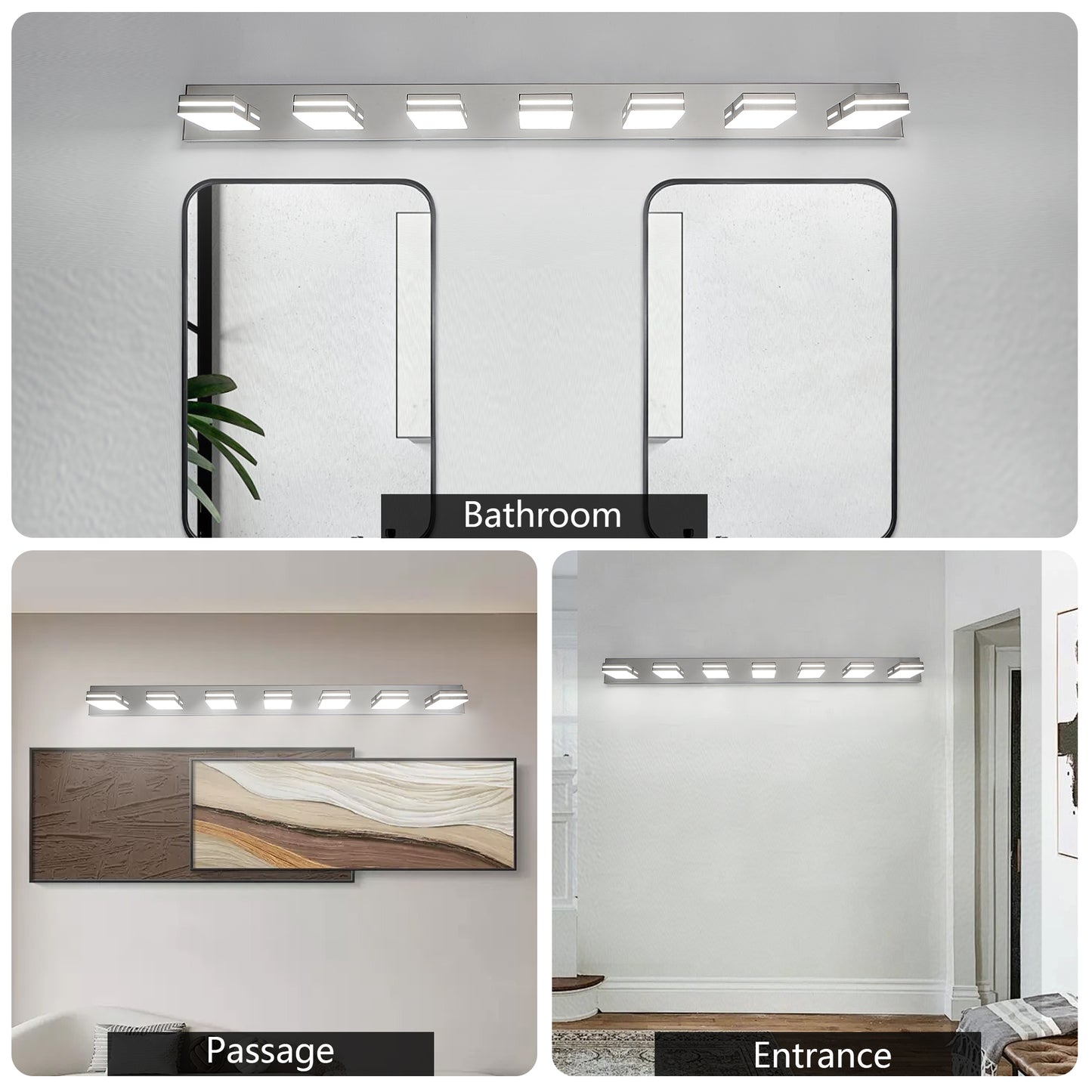 Modern Chrome LED Vanity Light - 7-Light Wall Sconce for Bathroom