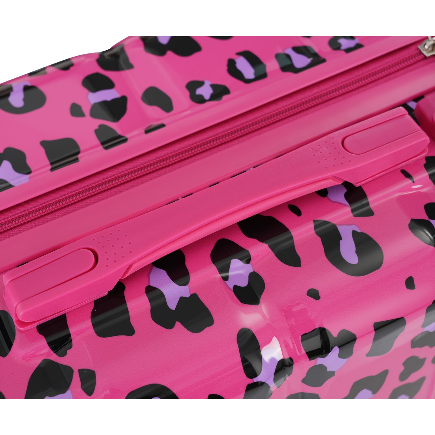 20-Inch Carry-On Luggage Set with USB Port - Fuchsia Leopard Print