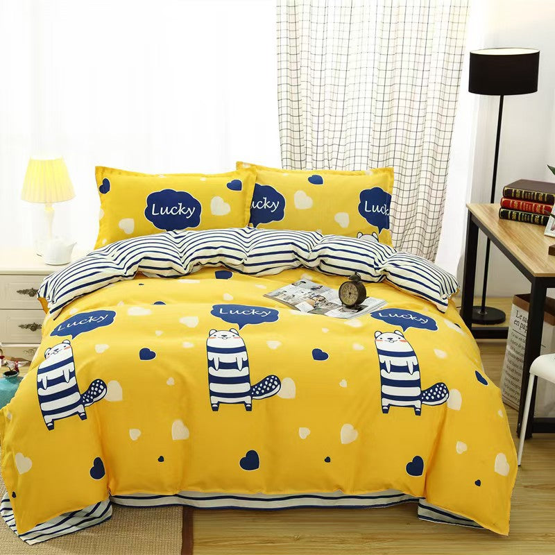 Four-Piece Bedding Set with Pillowcases and Quilt Cover - Multiple Sizes & Patterns