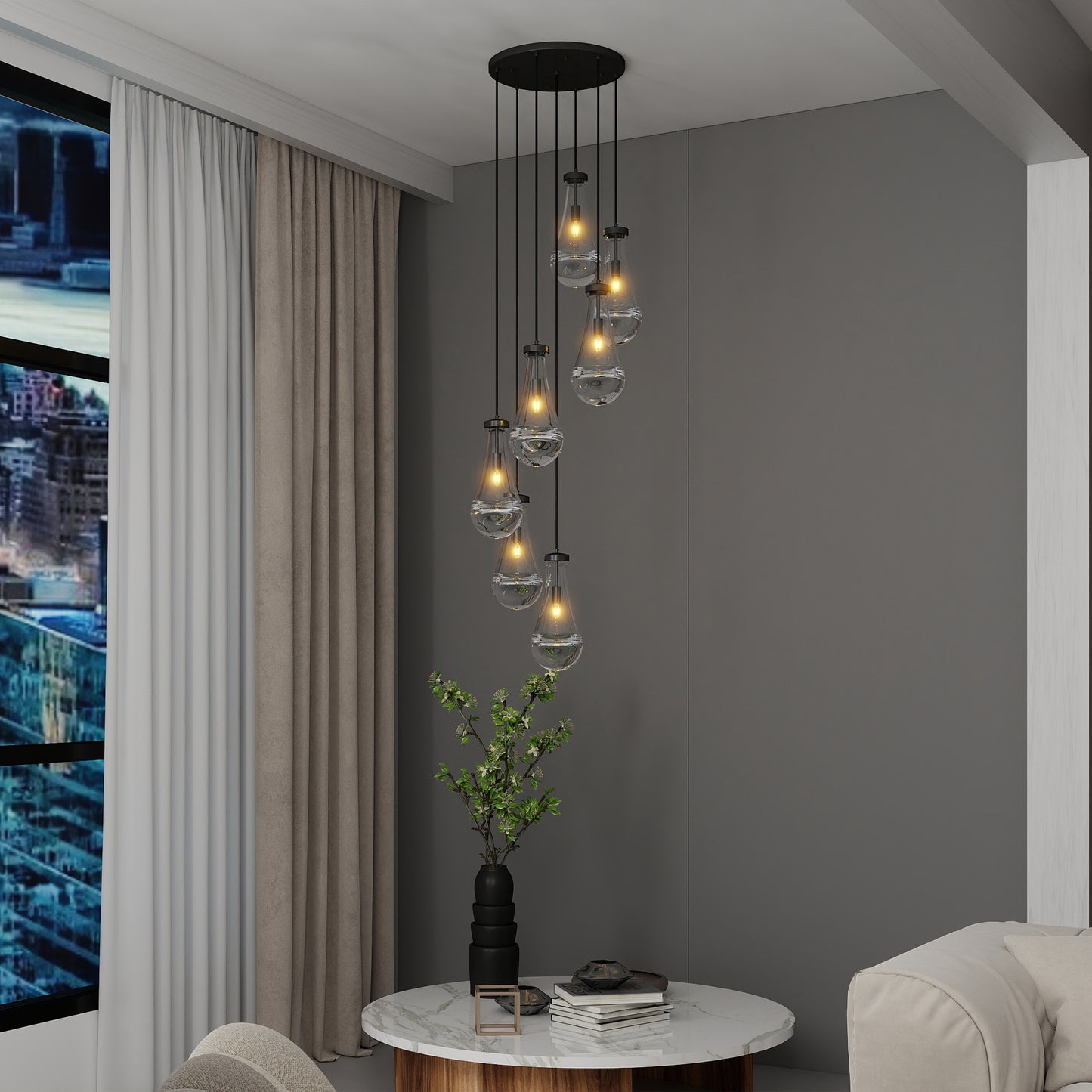 Modern Raindrop Pendant Light Chandelier - Adjustable Height