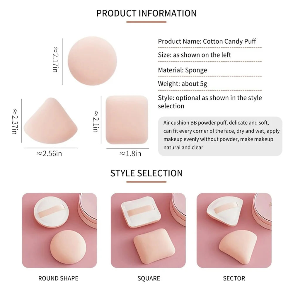Reusable Makeup Sponge Puff Set - Wet & Dry Air Cushion Brushes, Multiple Shapes