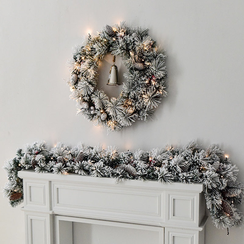 Encrypted Flocking Christmas Garland - Window Decoration for Holiday Festive Decor