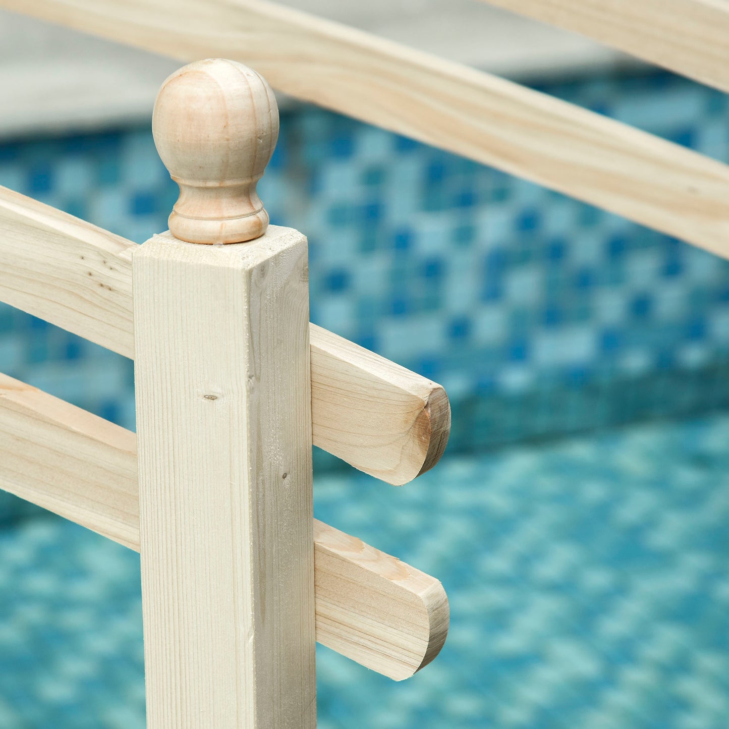 Wooden Garden Bridge with Safety Rails - 7.5 ft Natural Fir Wood for Ponds and Walkways