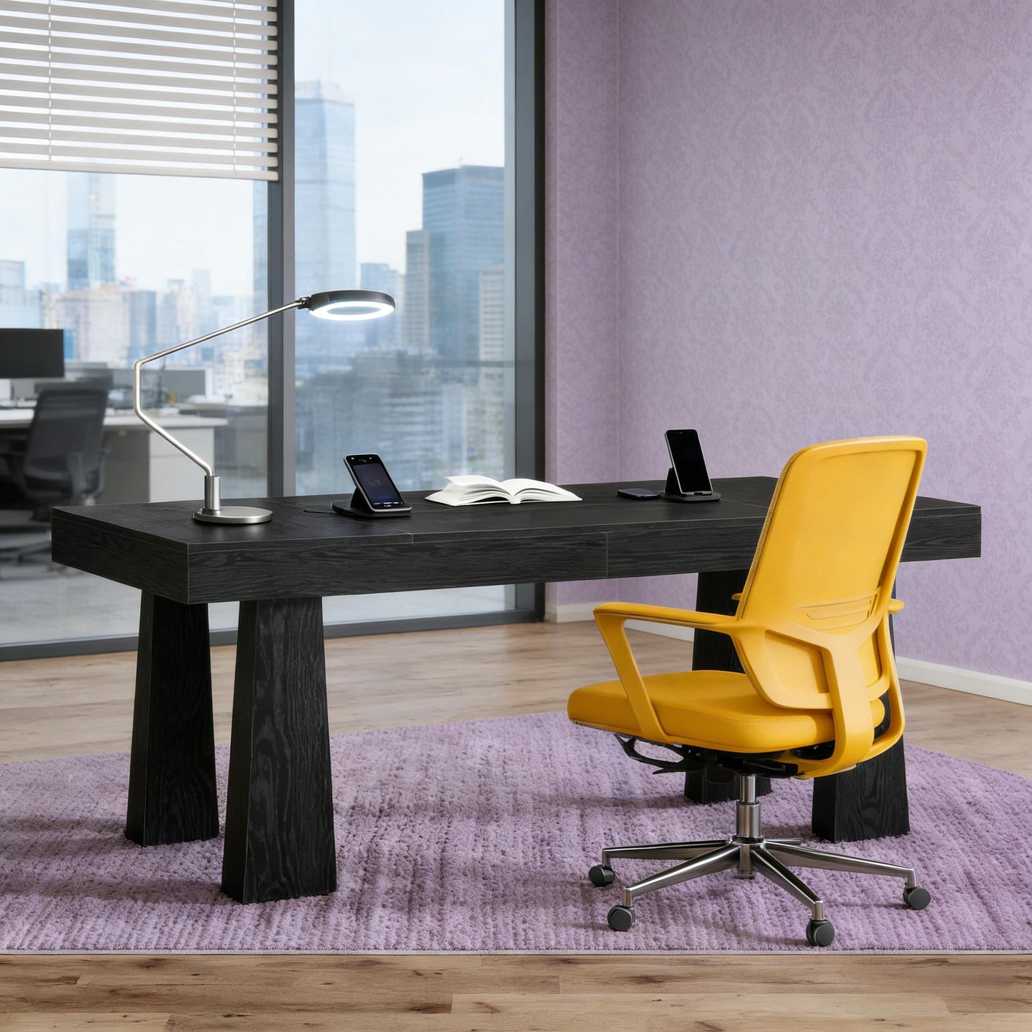 Executive Writing Desk - 63 Inch Black Home Office Furniture