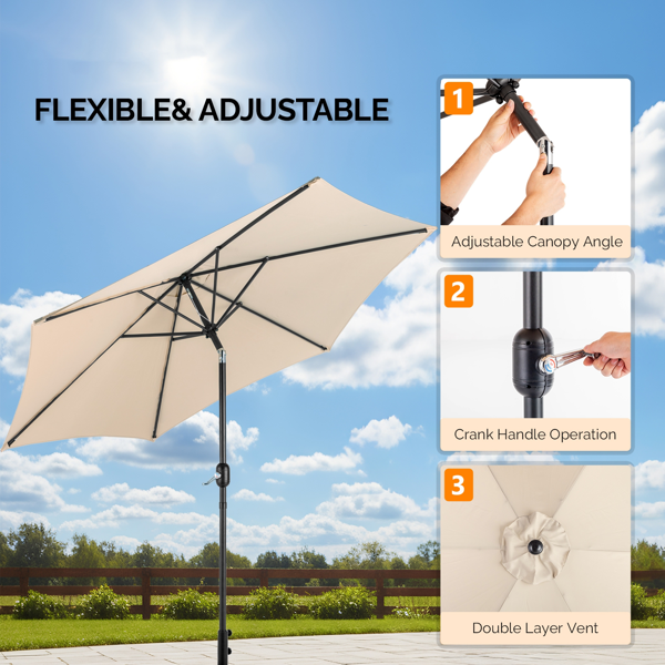 9ft Patio Umbrella with Crank & Tilt - Beige Market Umbrella