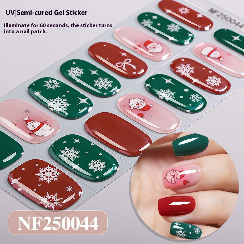 Semi-Cured Christmas Nail Stickers - Gel Nail Art Decals for Holiday Manicure