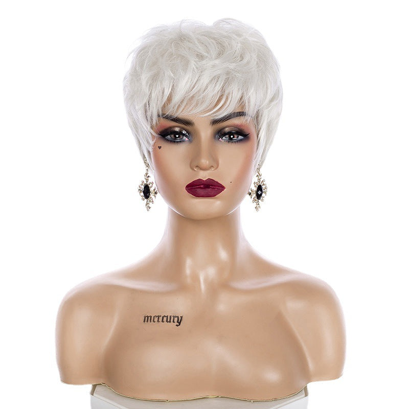 White Synthetic Cosplay Wig - Short 6" High Temperature Fiber