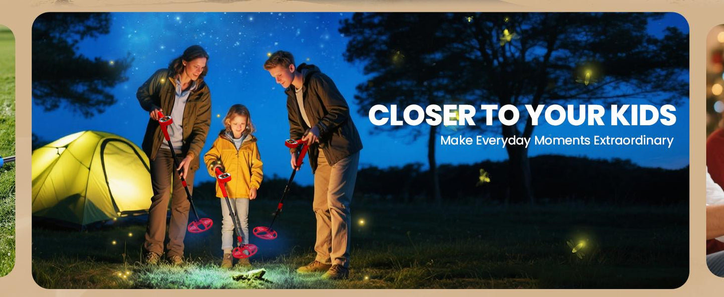Kids Metal Detector with LED Illuminated Coil & Color LCD Display, Adjustable & Lightweight