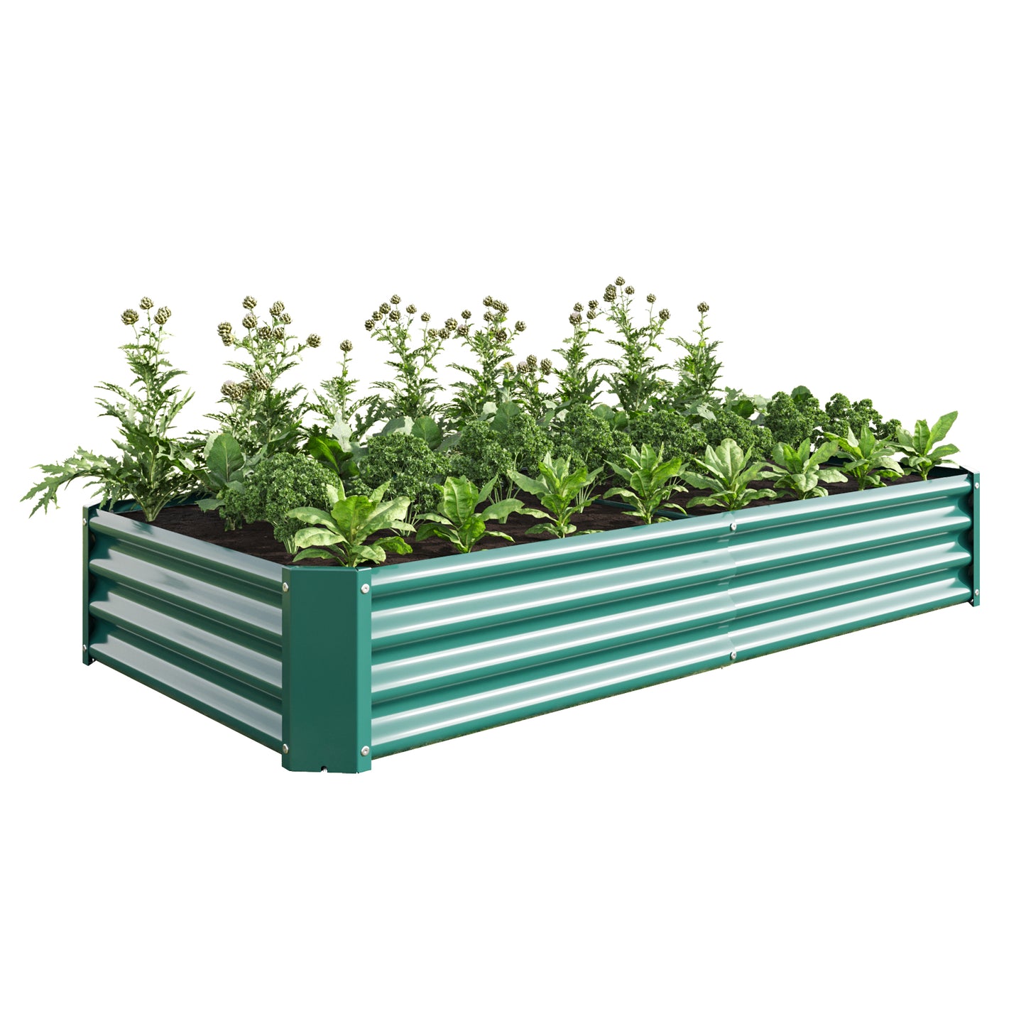 2PCS Green Metal Raised Garden Planter Beds - 6'x3'x1'