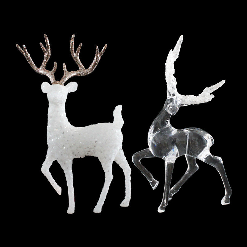 Festive Christmas Elk Cake Ornament Set - Glitter & Plastic Decorations