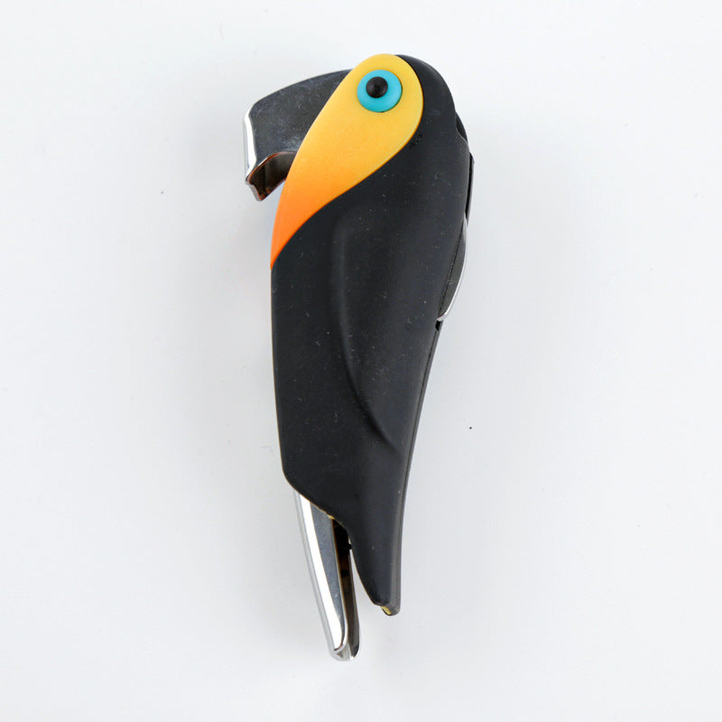 Multi-Function Stainless Steel Wine & Beer Opener with Parrot-Shaped Handle
