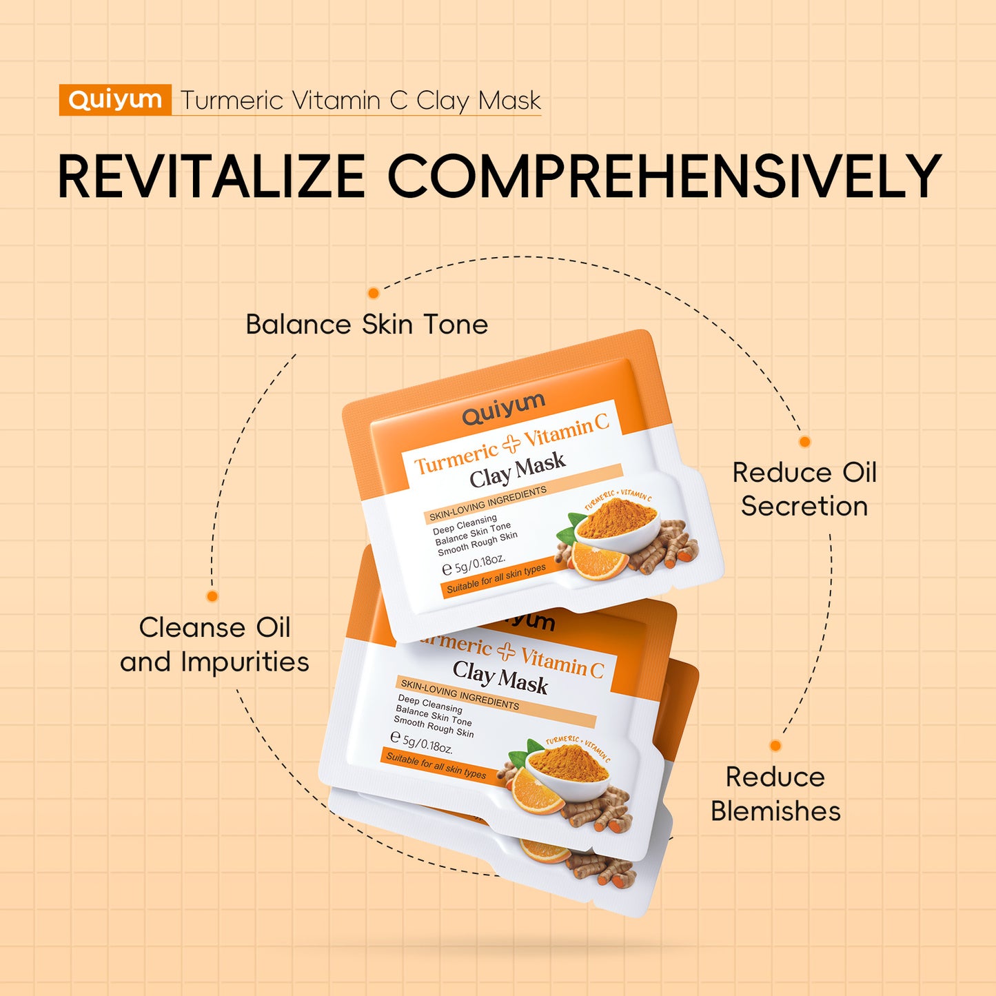 Turmeric Vitamin C Facial Mask - Hydrating & Moisturizing Skin Care, 5g
