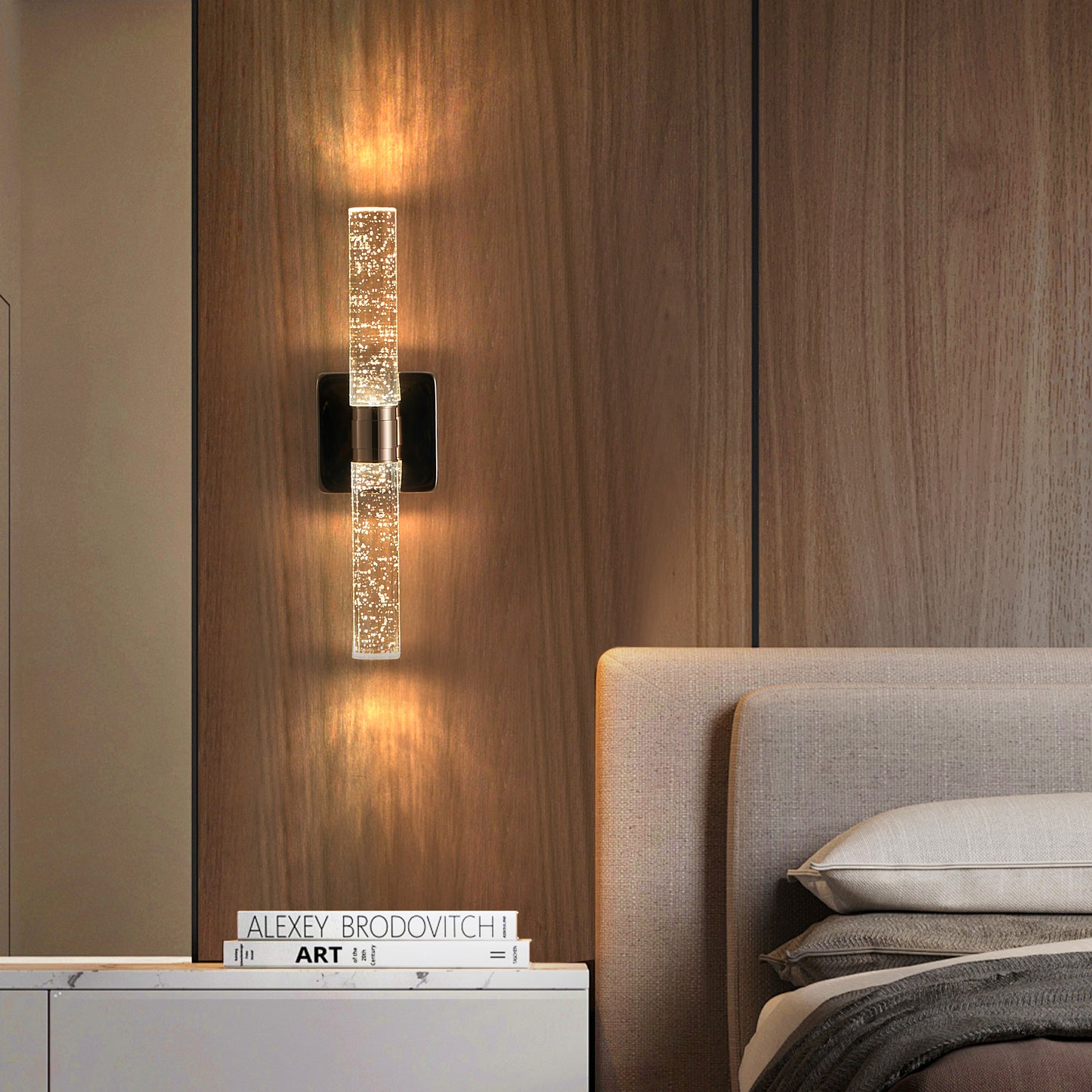 17-Inch Gold Wall Sconce with Bubble Crystal for Modern Indoor Lighting
