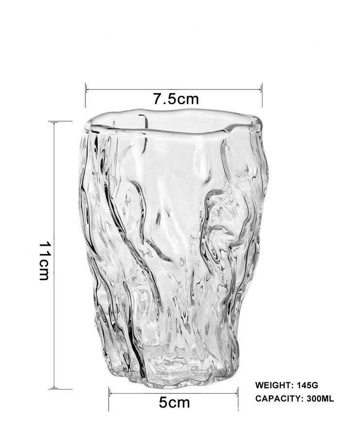300ml Japanese Style Stump Cup Hammer Pattern Glass Drinkware