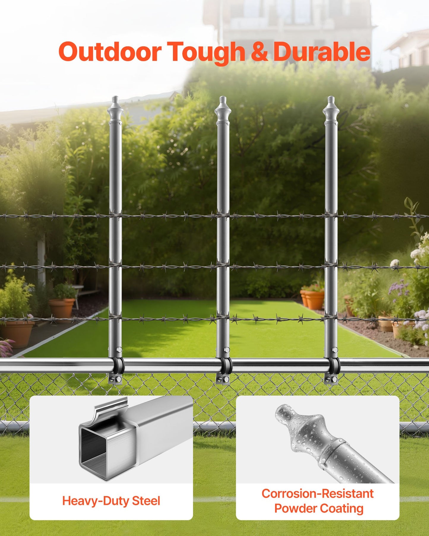Galvanized Steel Fence Extenders 27.4 Inch for Top Rails - Heavy Duty, Weather-Resistant