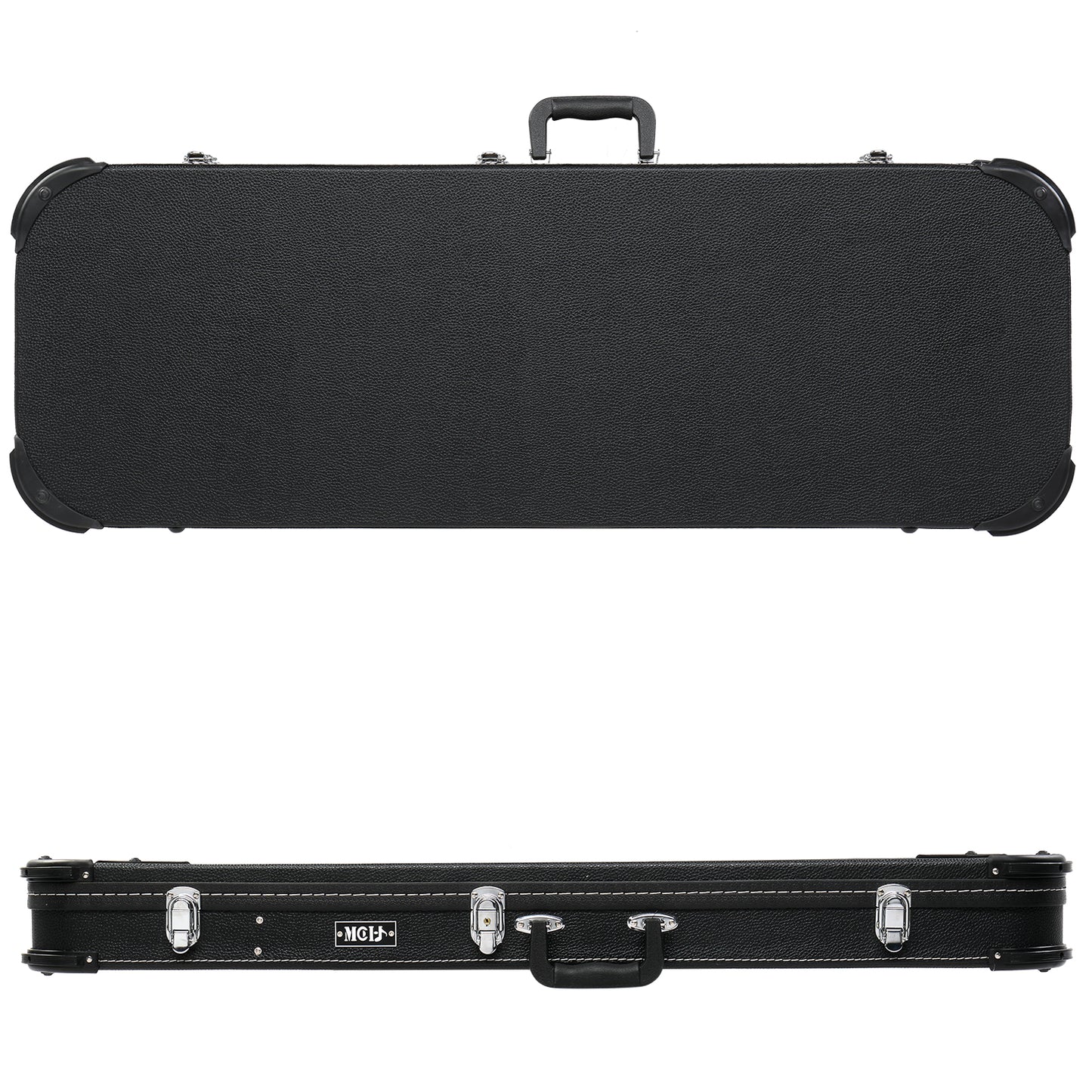 Electric Guitar Hard Case - Black Leather Square Design