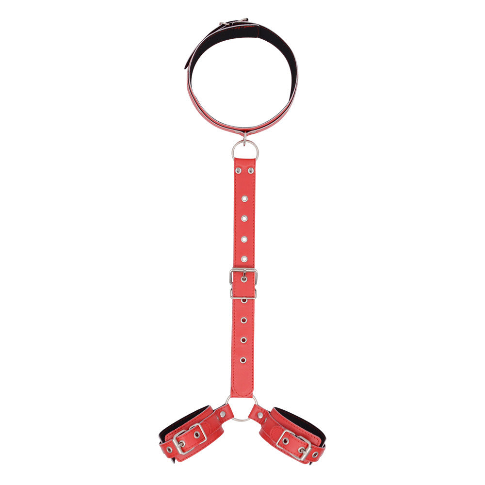 Adult Couple Leather Handcuffs and Collar Set - BDSM Fetish Toys