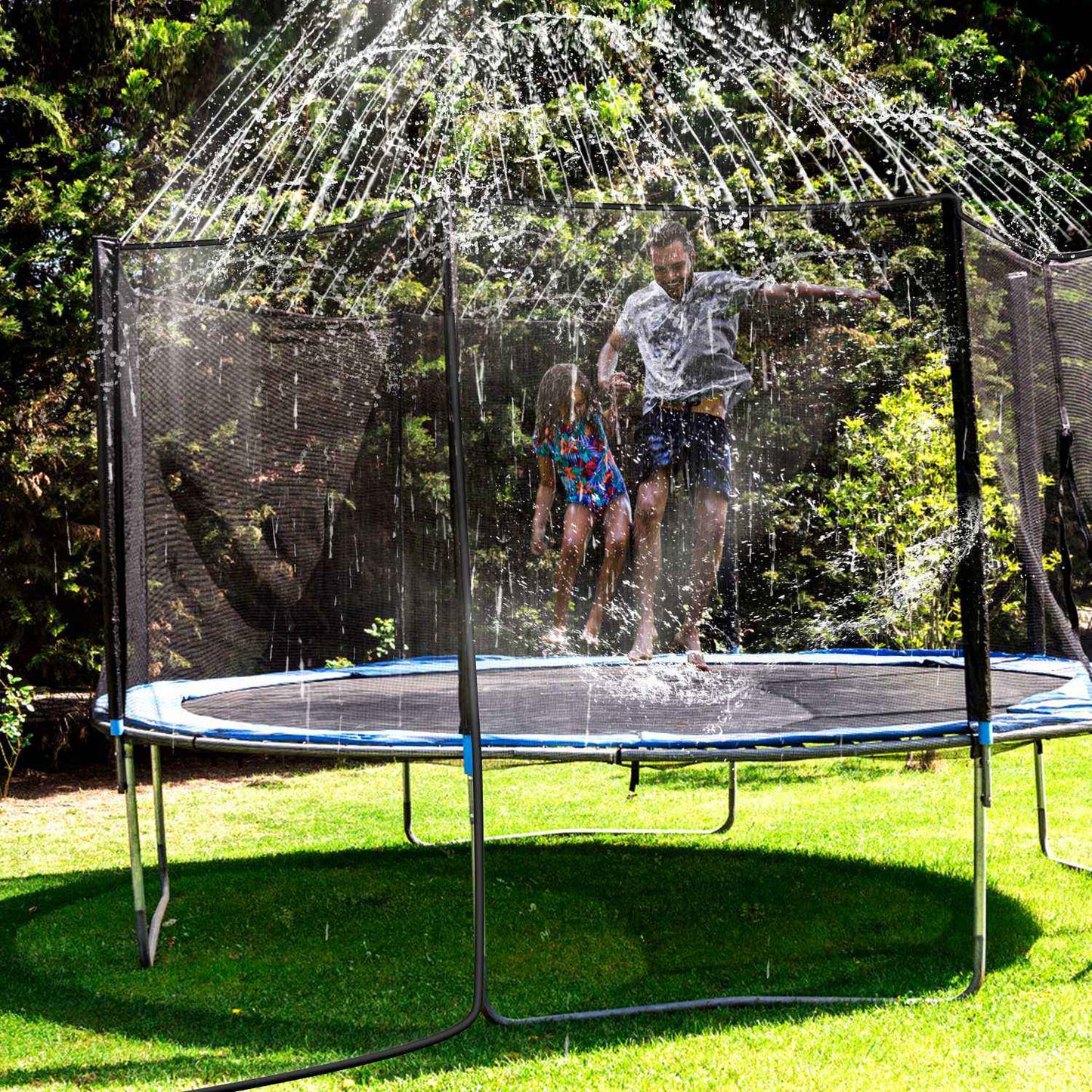 Kids Trampoline Sprinkler Water Park Toy 39ft Outdoor Water Game Summer Fun