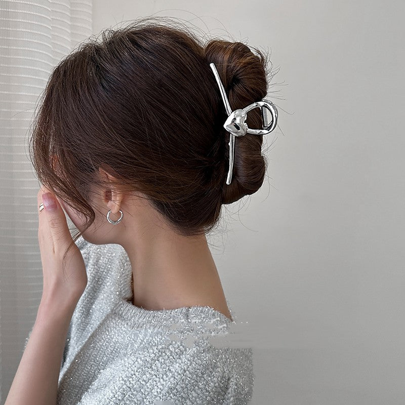 Metal Love Hair Clip - Silver & Gold Plating