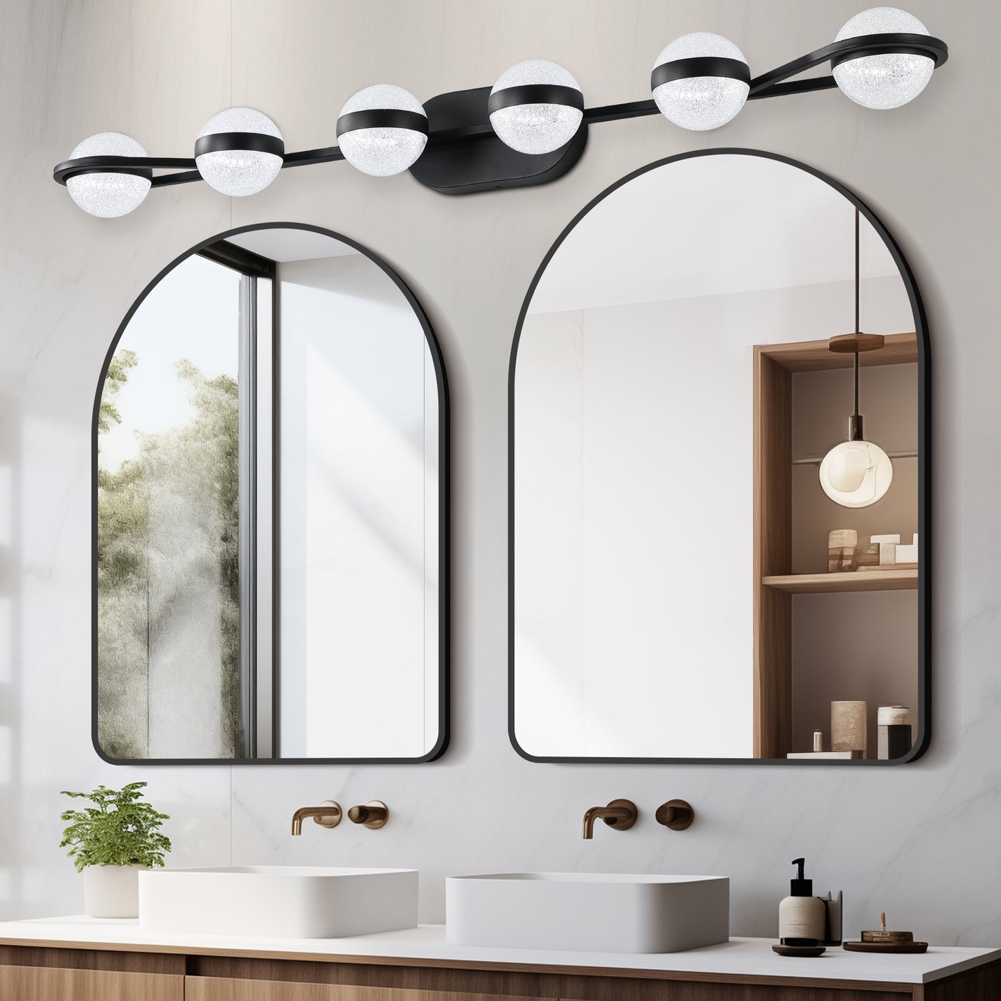 Black Minimalist LED Bathroom Vanity Light - 6-Light Fixture