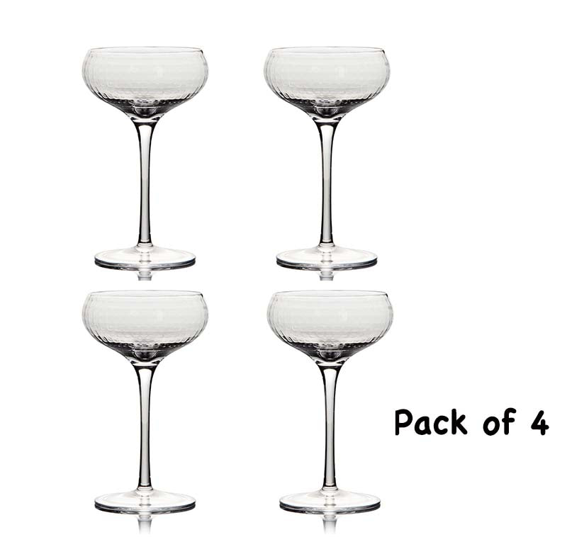 European Carved Manhattan Glass Drinkware Set - Clear, 200ml