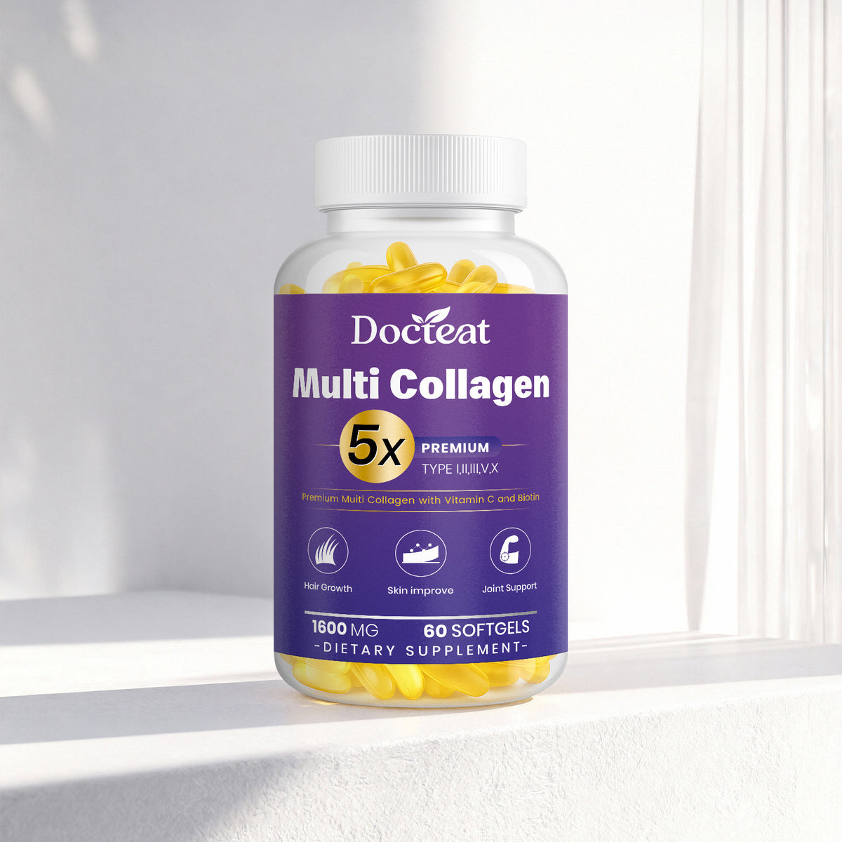 Collagen Softgels with Hyaluronic Acid and Vitamin C - 60 Softgels
