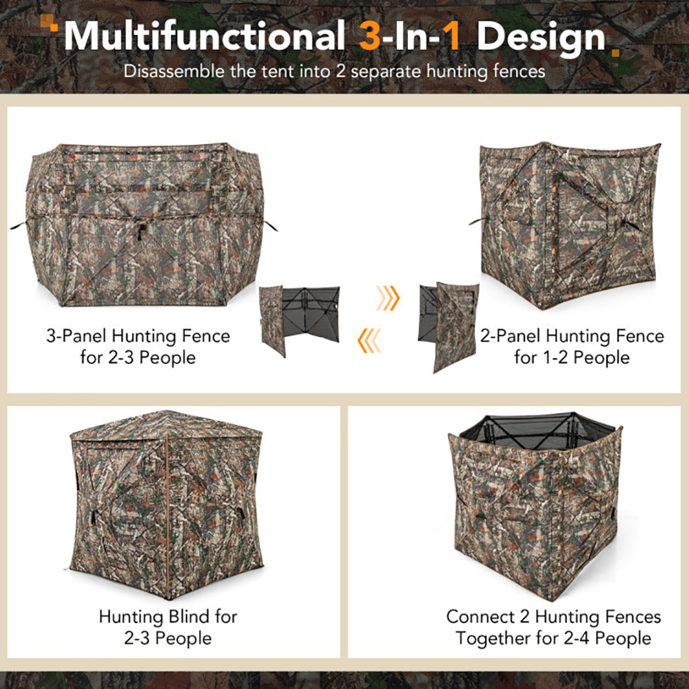 5-IN-1 Detachable Hunting Blind for 2-3 People - Camouflage